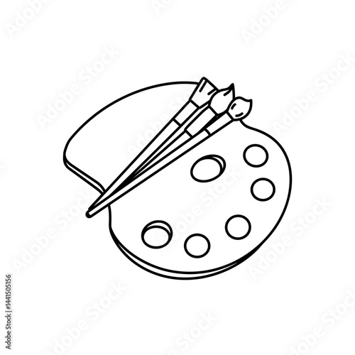 Artist palette with brushes outline black icon for education