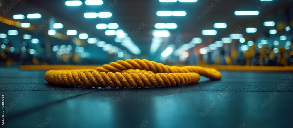 Yellow exercise rope in gym