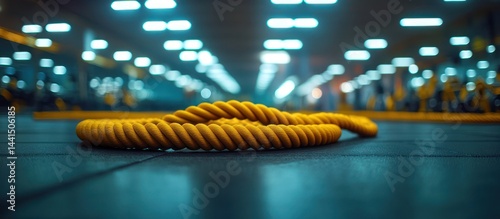 Obraz na płótnie Yellow exercise rope in gym w salonie