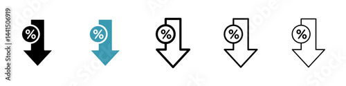 Interest rate reduction or percent down icon vector simple design
