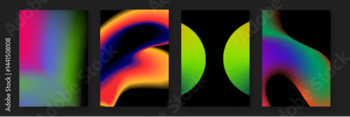 Four abstract colorful gradient designs suitable for backgrounds, posters, or digital art projects needing a modern and vibrant touch.