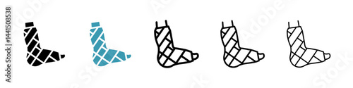 Broken leg in a plaster icon vector simple design