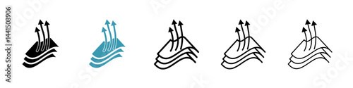 3 Breathable layers icon vector simple design