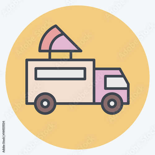 Icon Pizza Truck. related to Transport symbol. color mate style. design editable