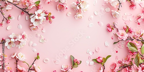 Spring floral composition made of fresh colorful flowers on light pastel background. Festive flower concept with copy space.