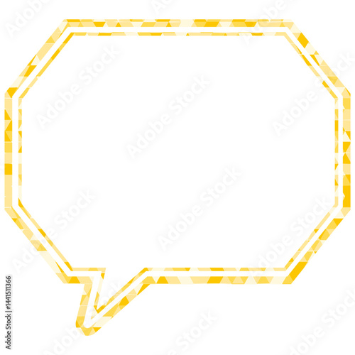 ステンドグラス風吹き出し　三角形模様　角のある八角形