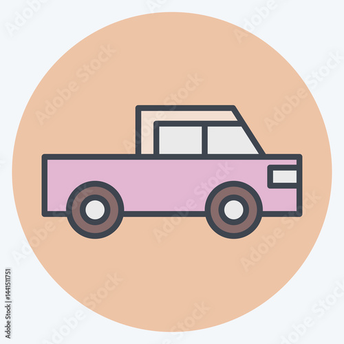 Icon Flatted Lorry. related to Transport symbol. color mate style. design editable