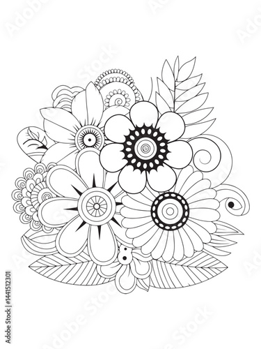 Blooming Spring Flowers Coloring Book for Mindfulness