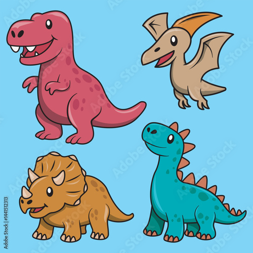 cute cartoon vector dinosaur. Dinosaur for children education
