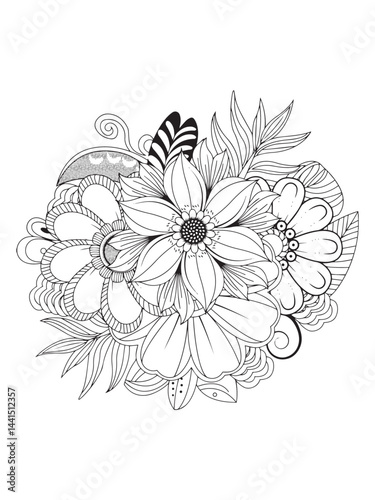 Healing Garden Flowers Coloring Book for Adults