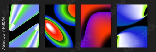 Four colorful abstract shapes suitable for backgrounds, presentations, digital art, and design projects needing vibrant visual elements.