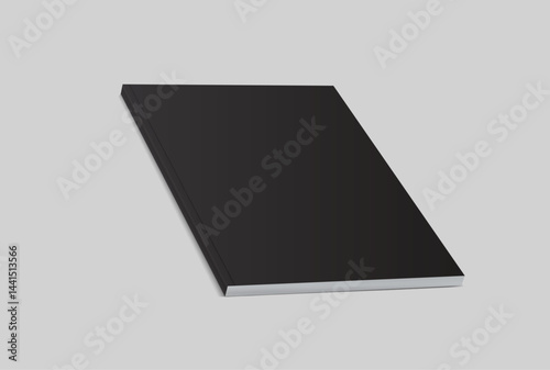 Vector realistic 3d magazine mockup with black blank cover isolated on background. For the business presentation magazine, notebook, booklet, brochure, catalogue or a publisher advertising corporate
