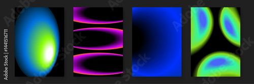 Four vertical panels with colorful gradients suitable for websites, social media graphics, backgrounds, and digital presentations. Bright and vibrant aesthetic.