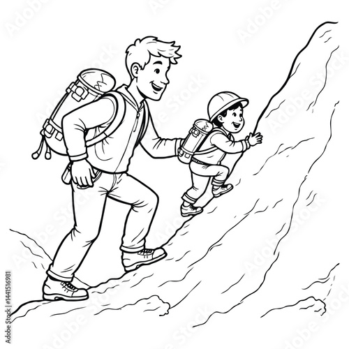 Mountain Climber Dad Coloring Page