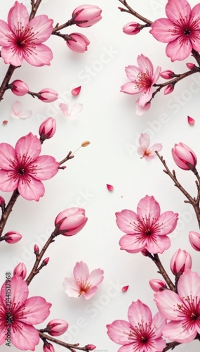 Delicate watercolor cherry blossoms, seamless repeat pattern , seamless pattern background, background