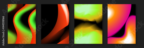 Four abstract gradients in unique color combos for versatile design projects, invitations, backgrounds, social media posts, and digital art creations.