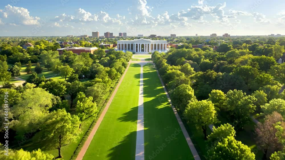 Aerial View of Green Space and Building Landscape