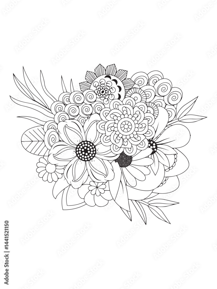 Fototapeta premium Floral Tranquility Spring Coloring Pages for Relaxation