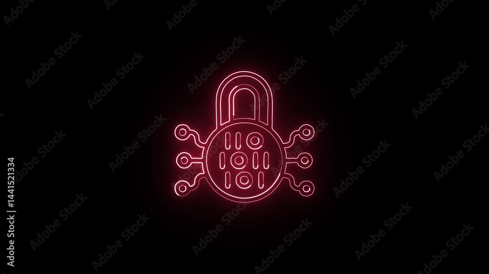 glowing neon typography icon isolated, black background, HD motion graphic animation