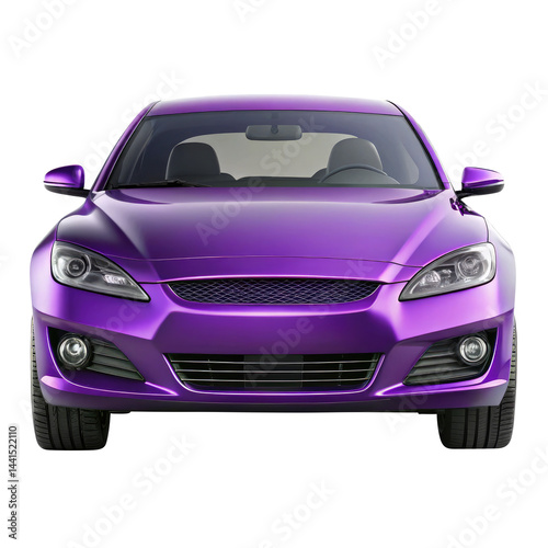 purple car isolated on transparent white background, clipping path