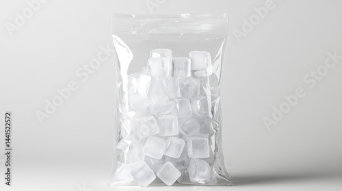 Clear plastic bag filled with ice cubes