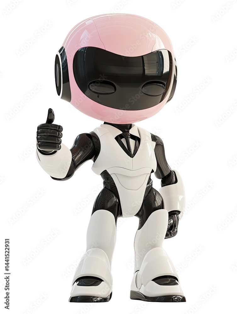 A friendly robot character giving a thumbs up gesture, isolated on a white background. A friendly robot character giving a thumbs up gesture, isolated on a white background.