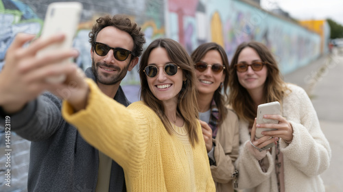 Joyful Selfie: A group of f...