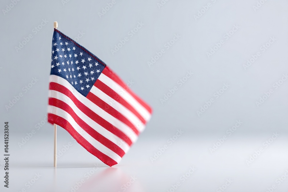 simple american flag placed against white background symbolizing patriotism with ample copy space simple american flag placed against white background symbolizing patriotism with ample copy space