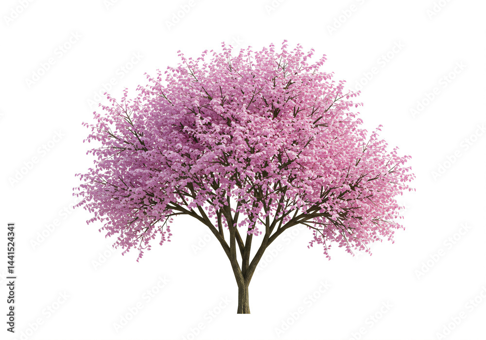 Fototapeta premium Pink-Blossomed Tree Isolated on White Background