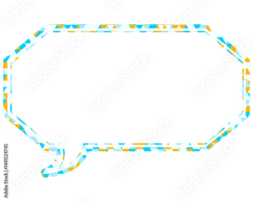 ステンドグラス風吹き出し　三角形模様　細長い八角形
