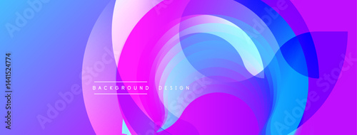 Abstract vibrant layers create dynamic composition. Smooth gradients blend purple, blue hues. Modern design element for backgrounds.