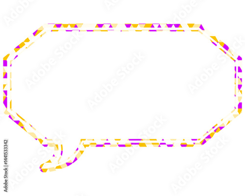 ステンドグラス風吹き出し　三角形模様　細長い八角形