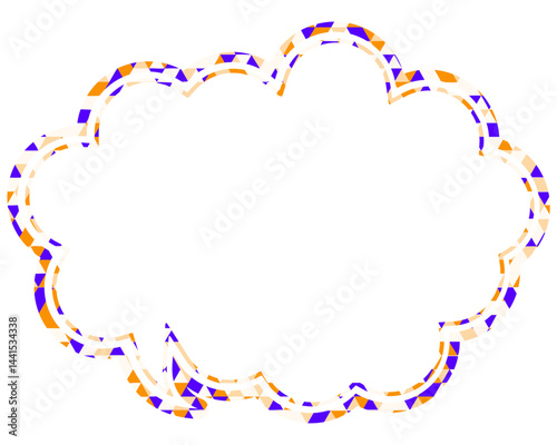 ステンドグラス風吹き出し　三角形模様　丸みのある雲形