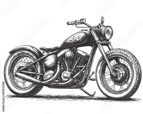 Classic chopper motorcycle sketch