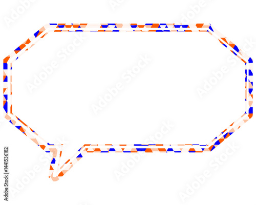 ステンドグラス風吹き出し　三角形模様　細長い八角形