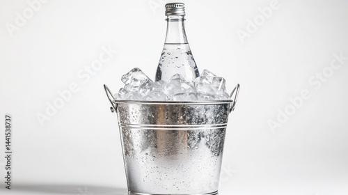 Chilled water bottle in ice bucket (1) photo
