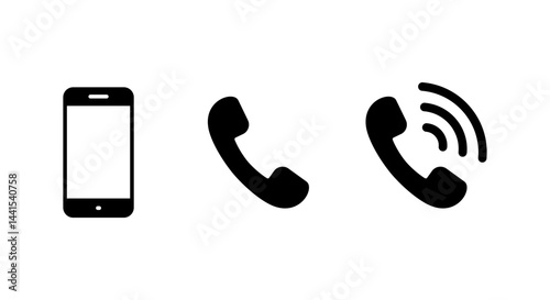 Mobile phone and telephone icon in generic design. Call communication sign symbol