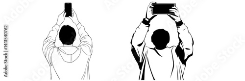 silhouette, black and white, smartphone, mobile phone, hand holding phone, person with smartphone, man silhouette, woman silhouette, mobile device, digital device, minimalistic, monochrome, communicat