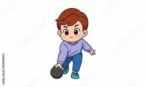 cute bowling player cartoon illustration