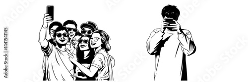 silhouette, black and white, smartphone, mobile phone, hand holding phone, person with smartphone, man silhouette, woman silhouette, mobile device, digital device, minimalistic, monochrome, communicat