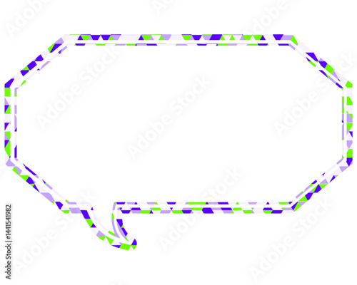 ステンドグラス風吹き出し　三角形模様　細長い八角形