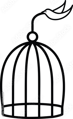 vector illustration of a cage with birds