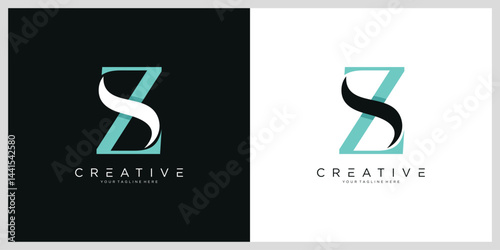 Initial ZS or SZ Logo Design Vector