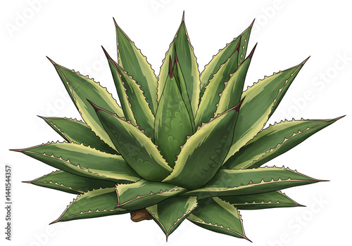 Striking agave succulent with variegated, spiny leaves