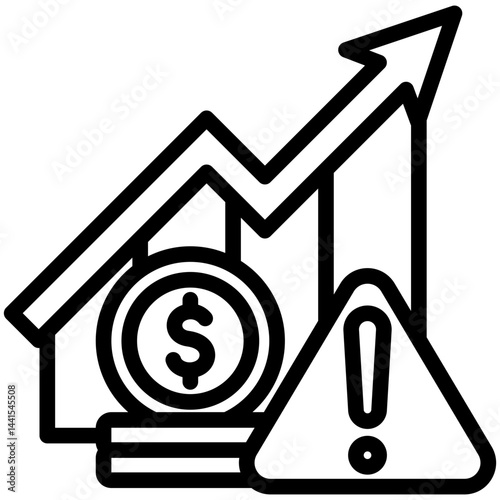 Inflation Rate mini illustration black outline icon, use for trade wars, economy, business, finance, economic competition, UI, UX kit, app and web development, digital or print.