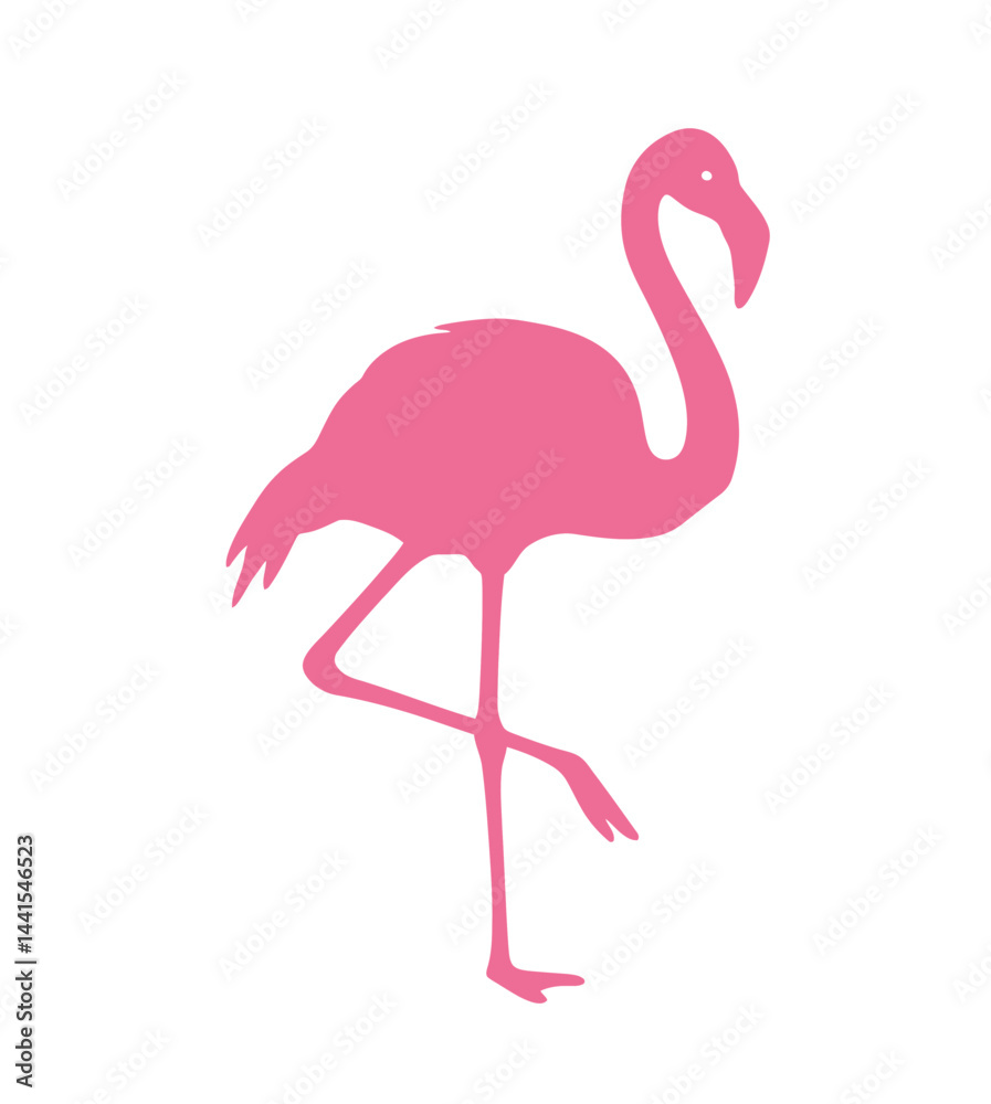 Fototapeta premium Pink flamingo silhouette. This image shows a pink flamingo silhouette, also known as a flamingo outline or flamingo vector. Vector clipart illustration design.