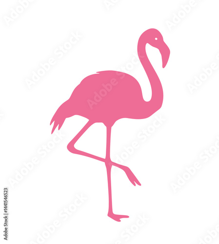 Pink flamingo silhouette. This image shows a pink flamingo silhouette, also known as a flamingo outline or flamingo vector. Vector clipart illustration design.