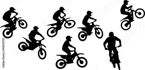 Mountain Biker Silhouette Vector Set – Extreme Downhill Cycling Adventure Collection