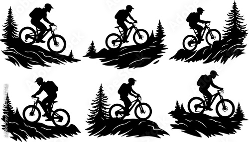 Mountain Biker Silhouette SVG Bundle