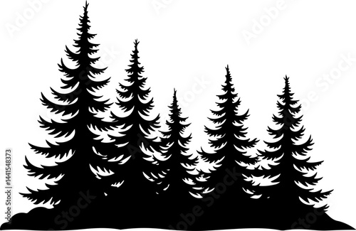 Silhouette of Pine Trees Vector set